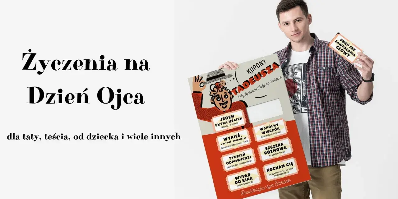 Zestaw kuponów z życzeniami na Dzień Ojca dla taty, teścia. Idealny tekst na podziękowanie dla taty.