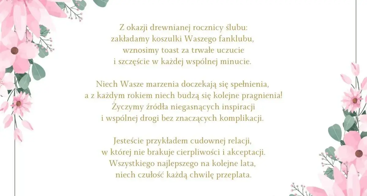 Z okazji 2 rocznicy ślubu życzymy spełnienia marzeń, inspiracji i szczęścia. Niech czułość przeplata każdą chwilę.