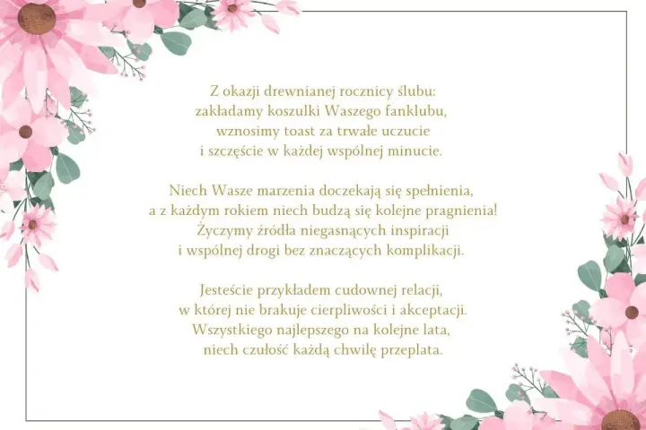 Z okazji 2 rocznicy ślubu życzymy spełnienia marzeń, inspiracji i szczęścia. Niech czułość przeplata każdą chwilę.